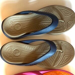 CROCS Navy and Tan Women's Sandals